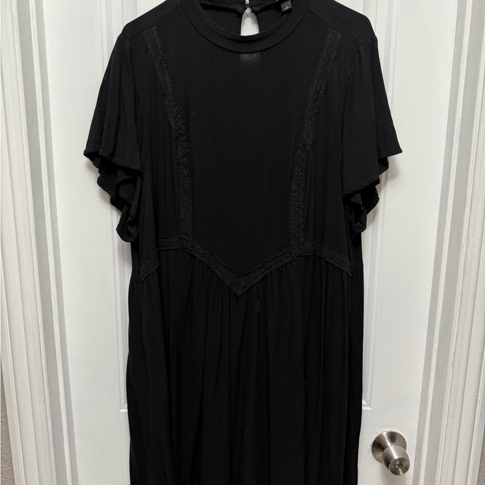 Torrid Black Flutter Sleeve Smocked Dress